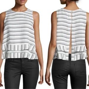 Rebecca Minkoff Marie striped flyaway back cropped sleeveless top M